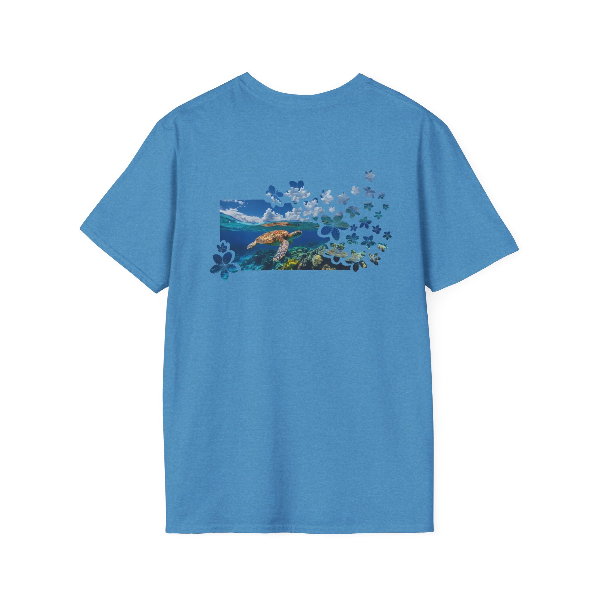 Turtle's Tranquility Paradise Soft Style Tee T-Shirt The Local Banyan Heather Sapphire S