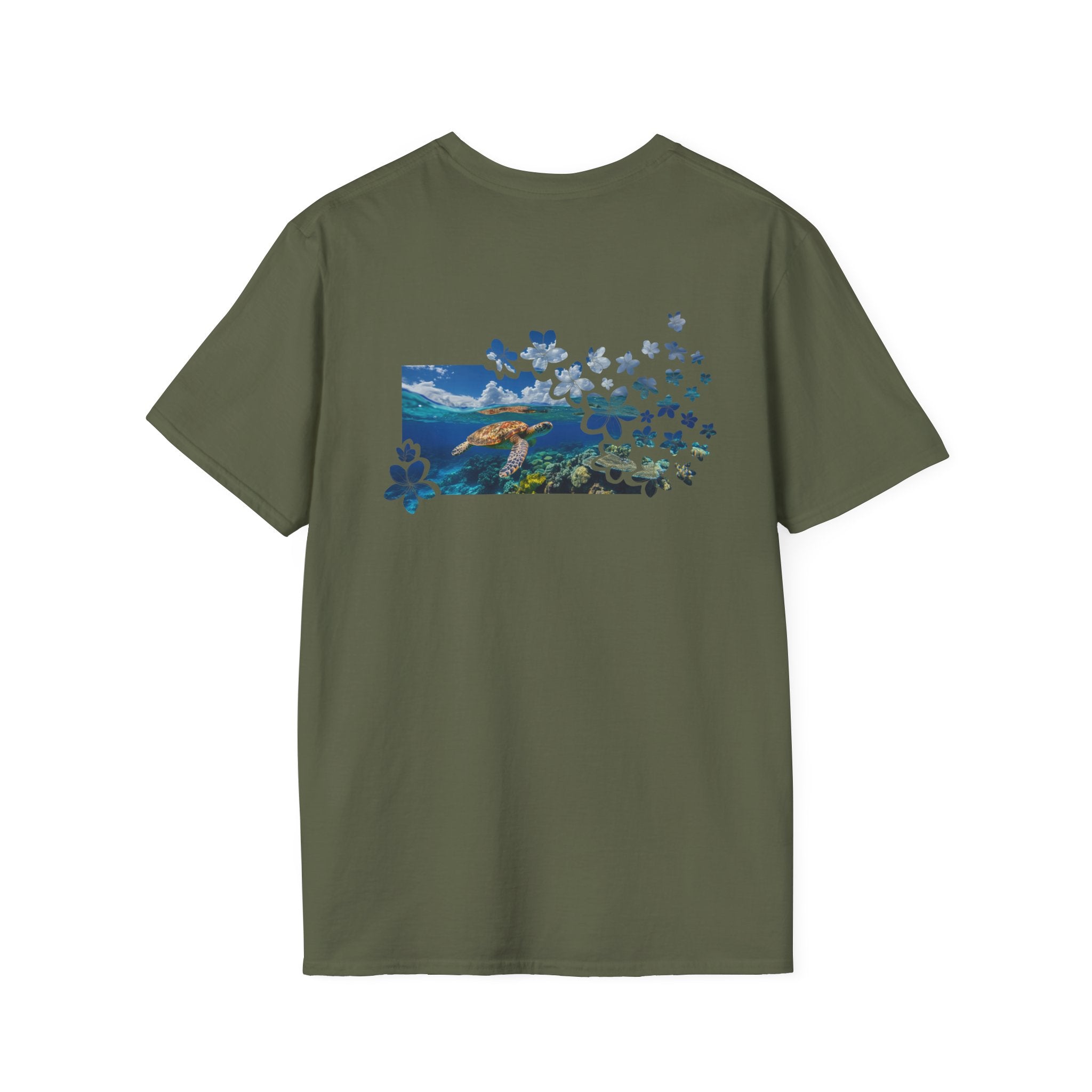 Turtle's Tranquility Paradise Soft Style Tee T-Shirt The Local Banyan Military Green S