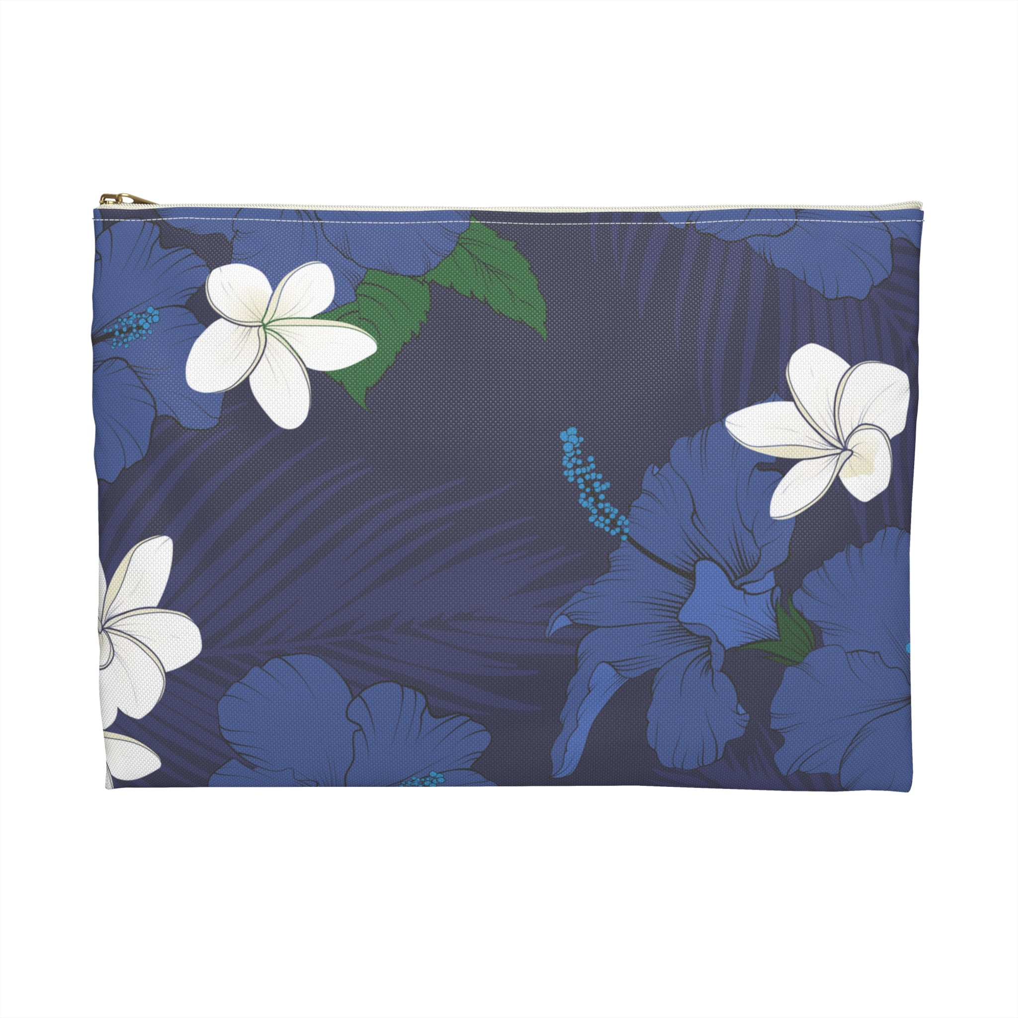 Vintage Blue HIbiscus Travel Pouch Bag Travel Pouch Bag The Local Banyan