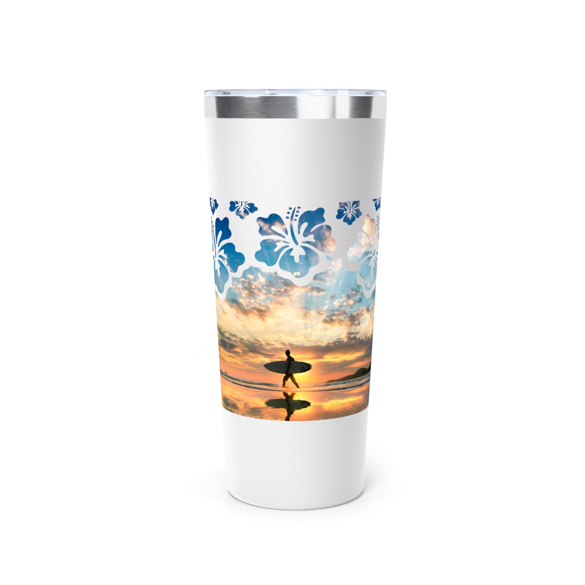 Sunset Surfer Copper Vacuum Insulated Tumbler Accessories The Local Banyan 22oz White 