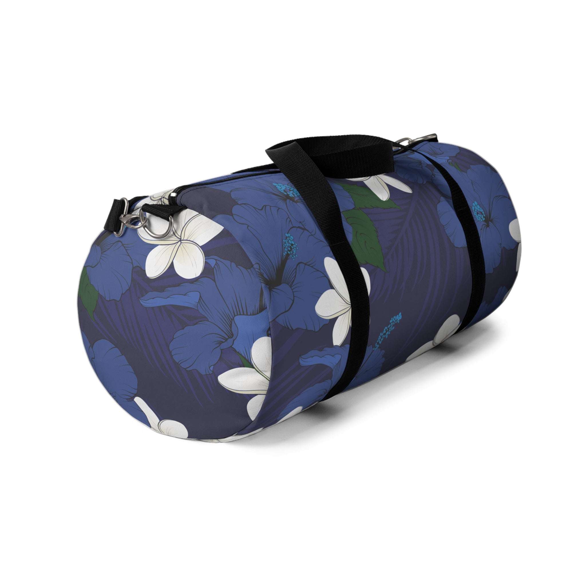 Vintage Blue Hibiscus Barrel Duffel Bag Duffels The Local Banyan   