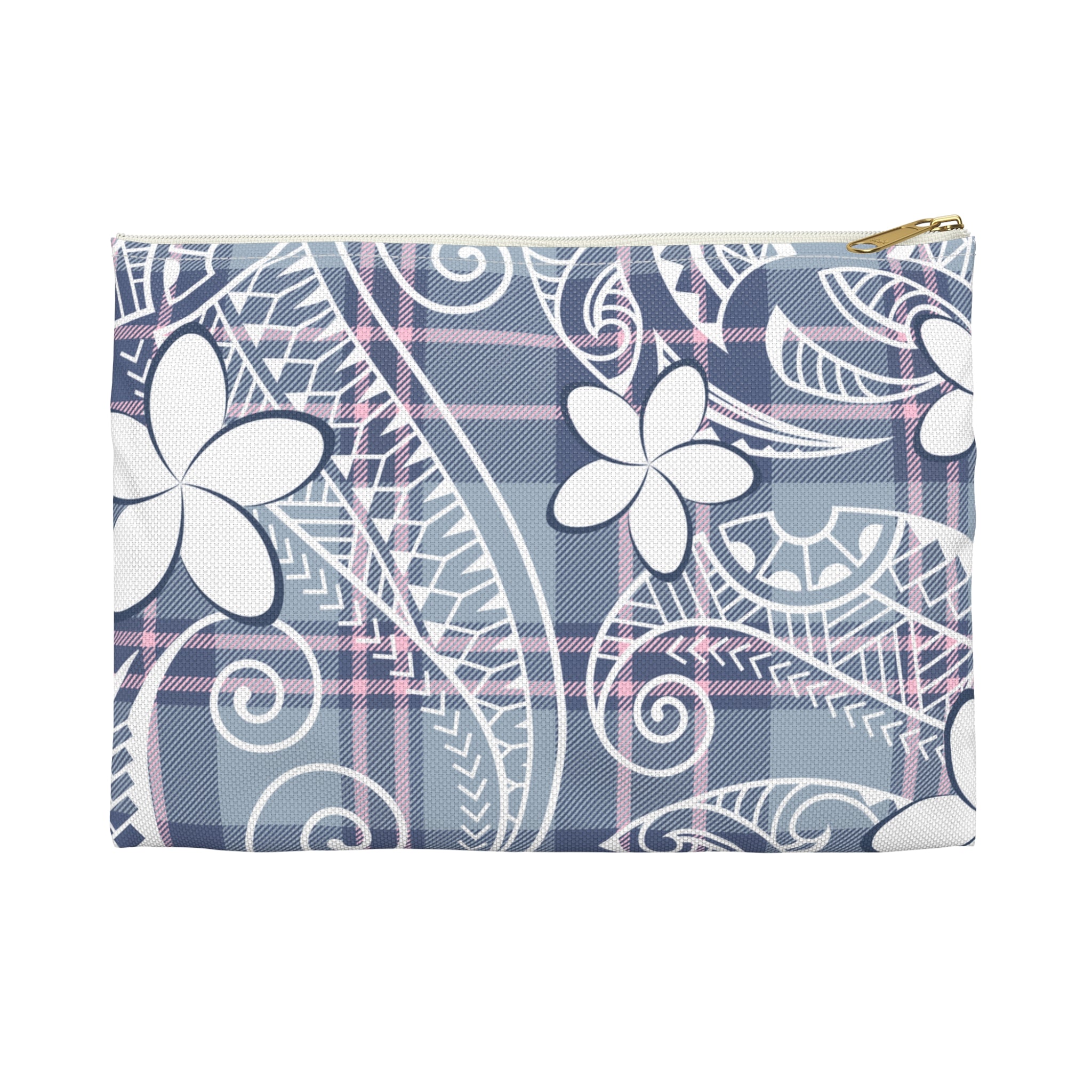 Plaid Plumeria Travel Pouch Bag Travel Pouch Bag The Local Banyan Small White zipper