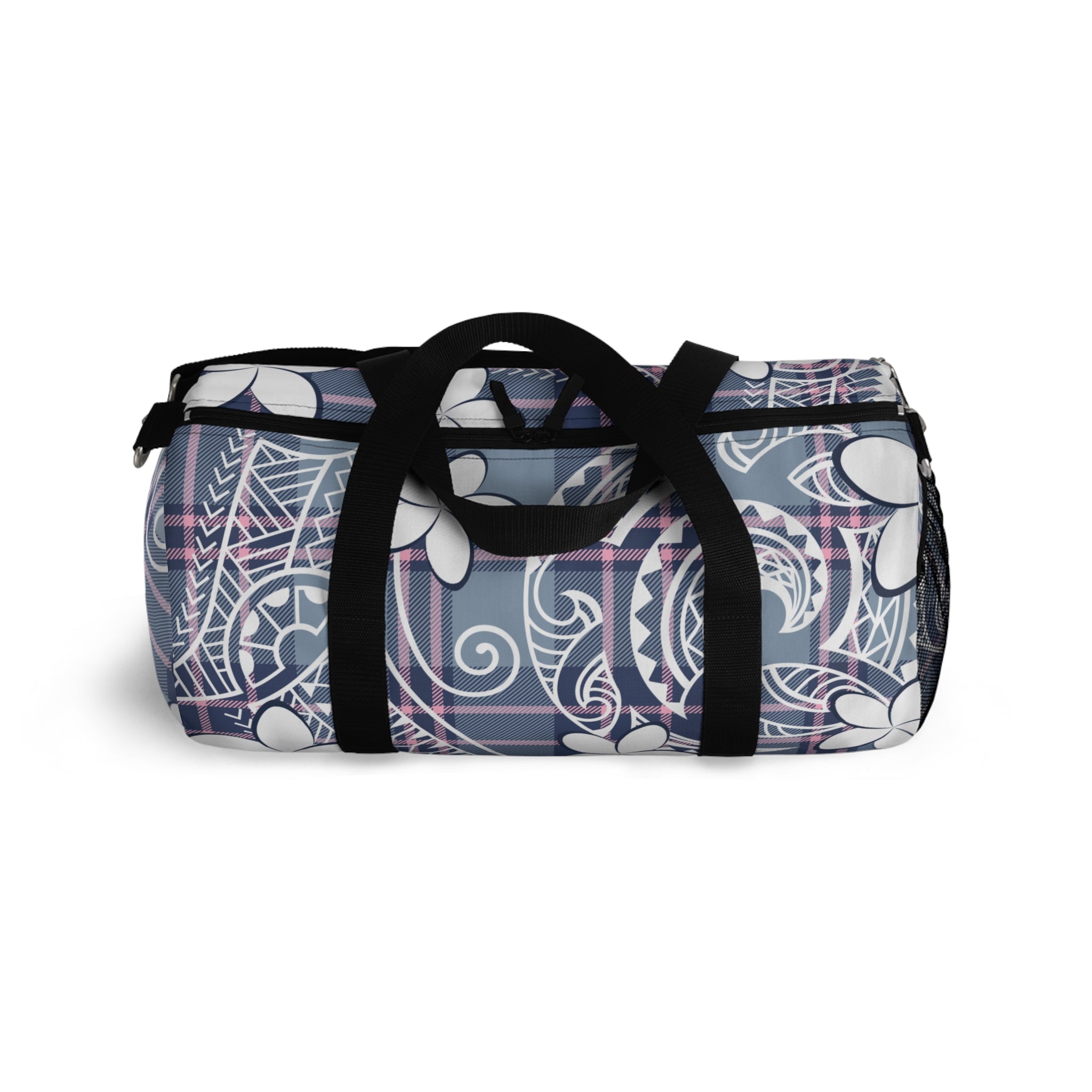 Tribal Plaid Plumeria Barrel Duffel Bag Duffels The Local Banyan   