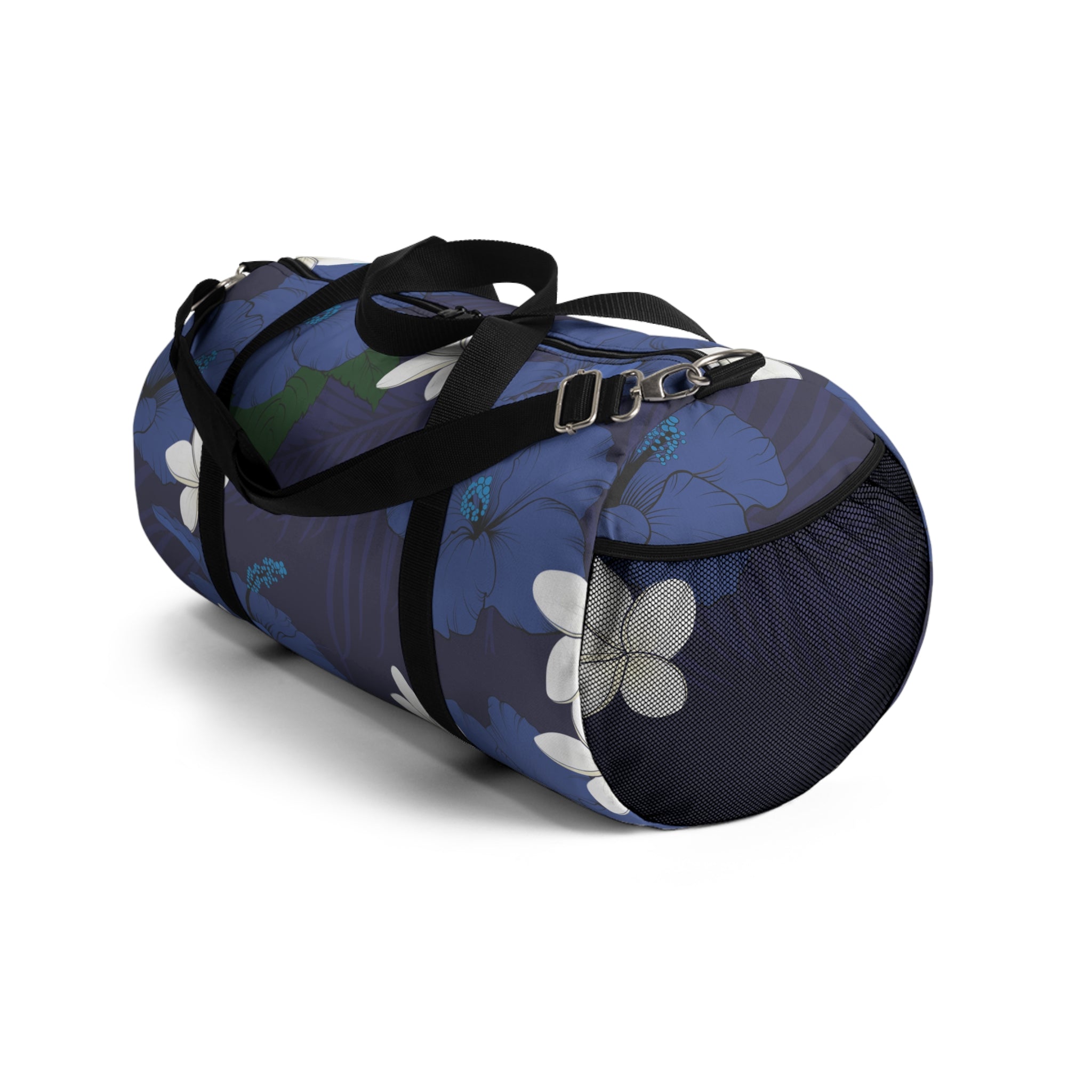 Vintage Blue Hibiscus Barrel Duffel Bag Duffels The Local Banyan   