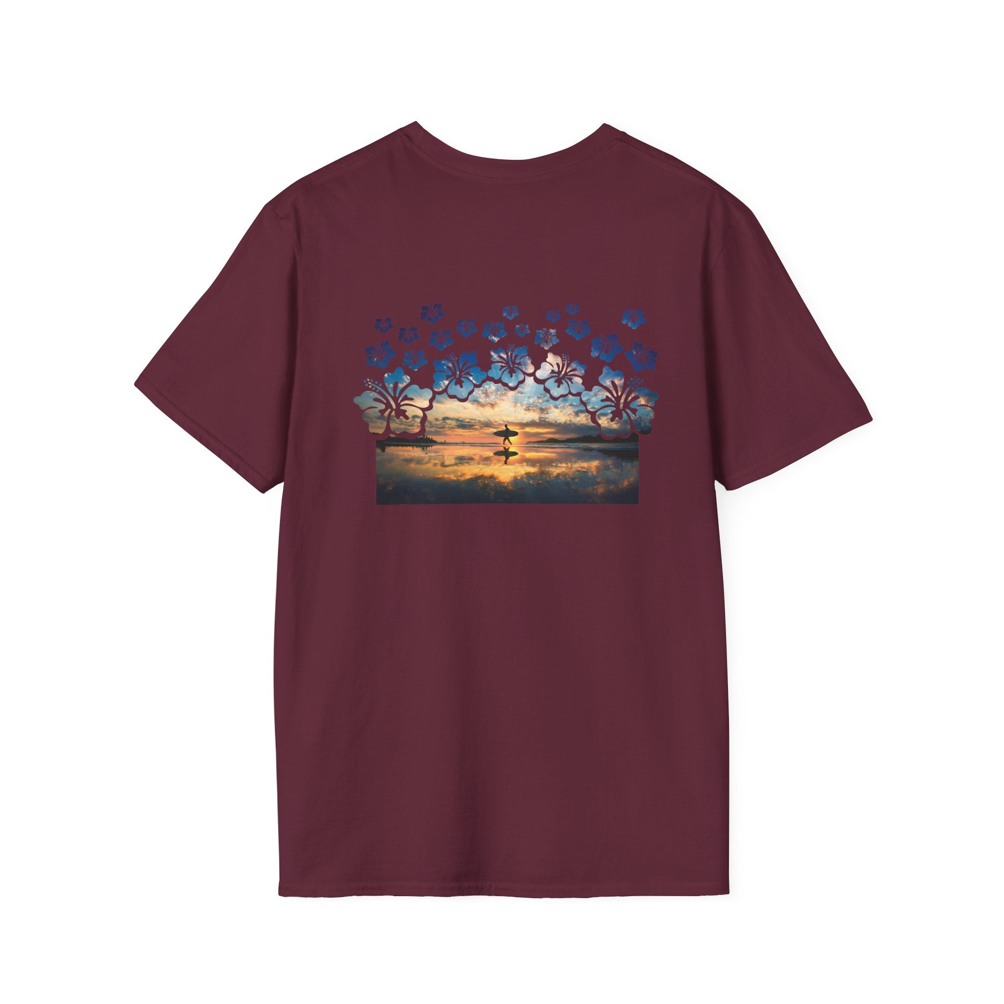 Sunset Surfer Soft Style Tee Soft Style Tee The Local Banyan Maroon S