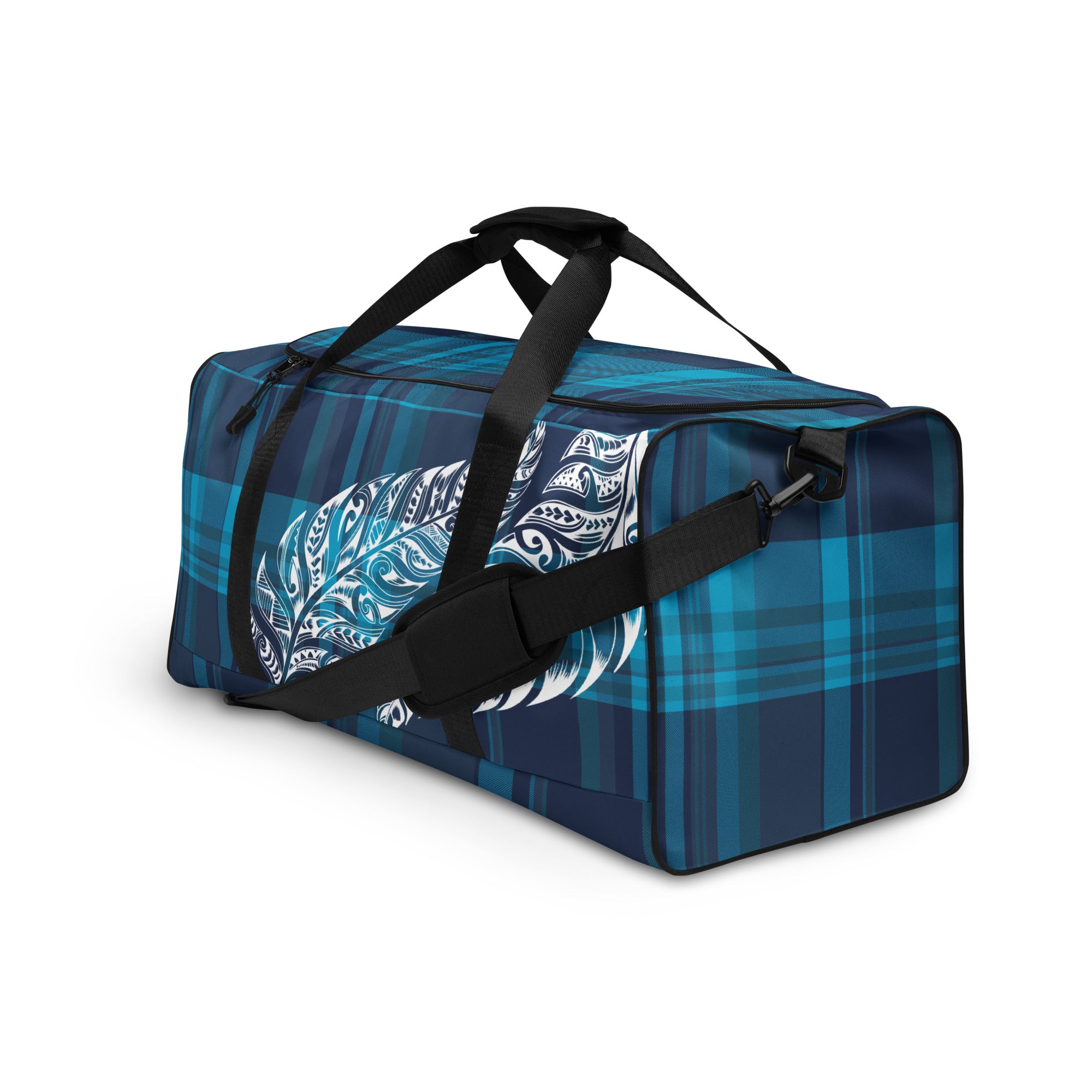 Plaid Tribal Feather 50L Square Duffel Bag Duffels The Local Banyan   