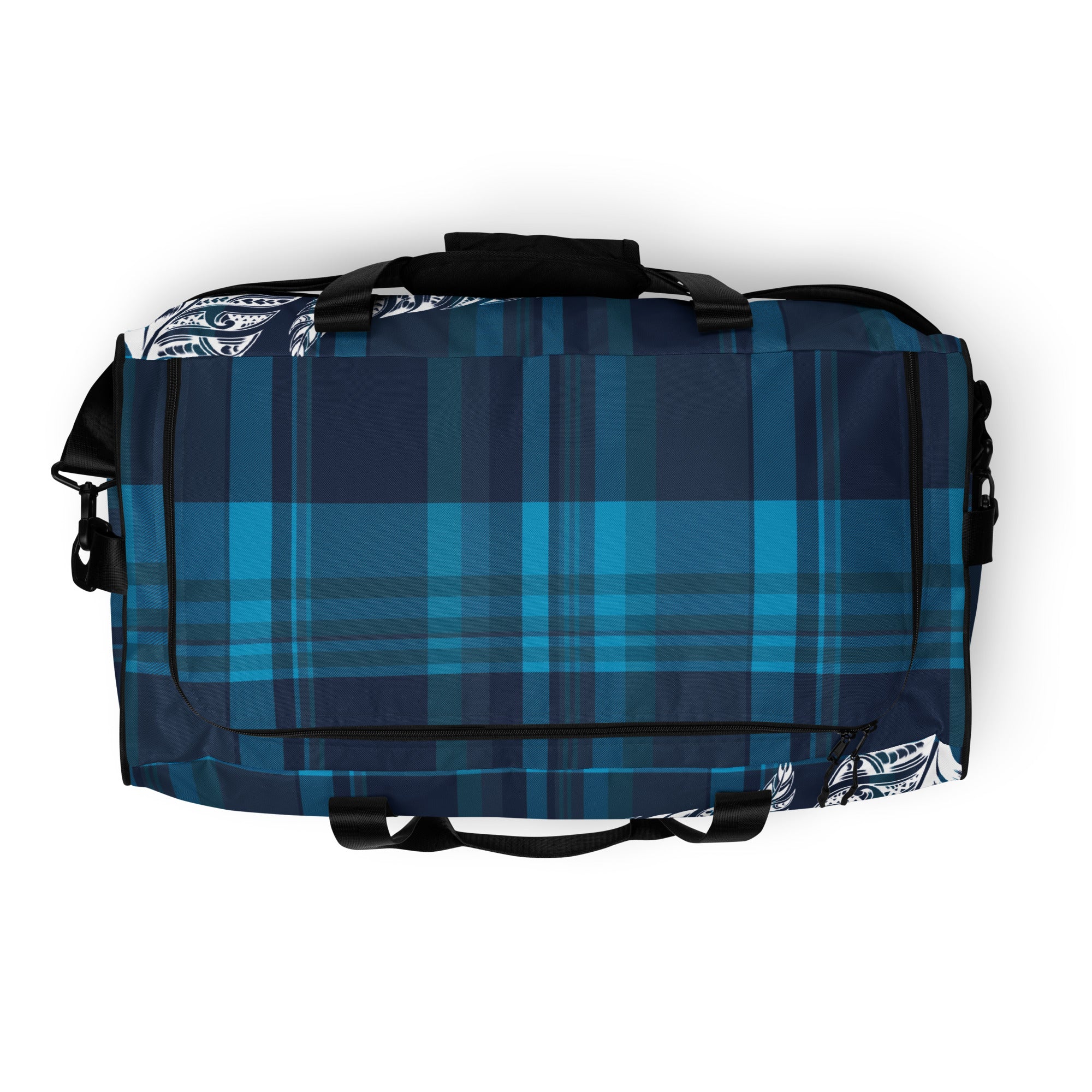 Plaid Tribal Feather 50L Square Duffel Bag Duffels The Local Banyan   