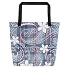 Tribal Plaid Plumeria Large Tote Bag Totes The Local Banyan   