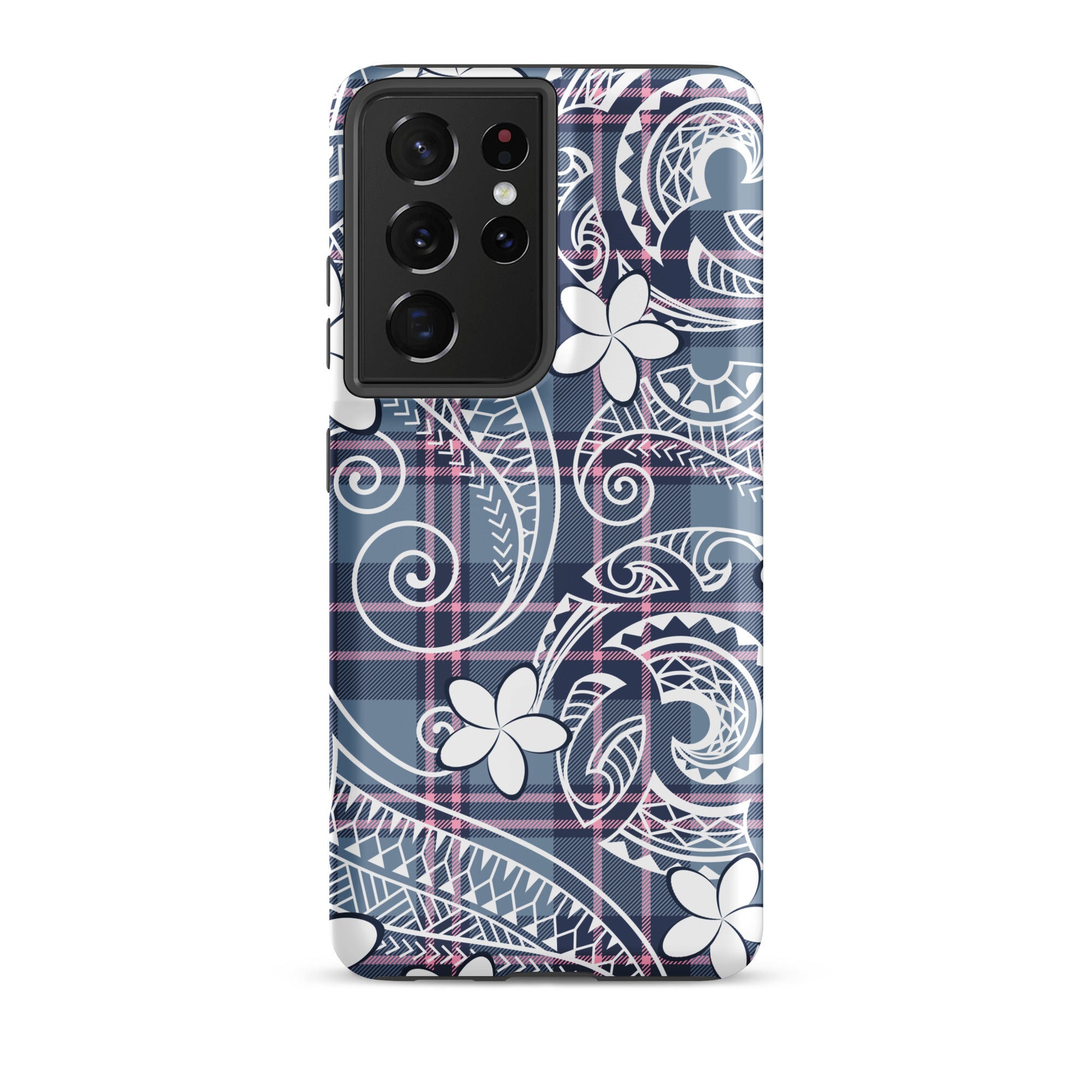 Tribal Plaid Plumeria Tough Phone Case for Samsung Galaxy® Phone Cases The Local Banyan Samsung Galaxy S21 Ultra  