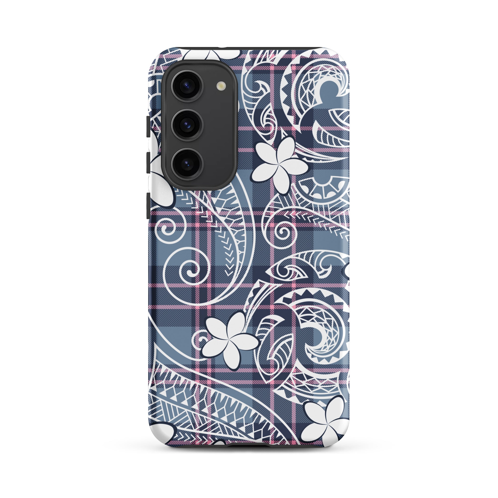 Tribal Plaid Plumeria Tough Phone Case for Samsung Galaxy® Phone Cases The Local Banyan Samsung Galaxy S23 Plus  